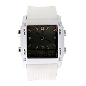 Digital + Analog Dual-Time Mens Wrist Watch with Weekday Display - White (2*CR1120)
