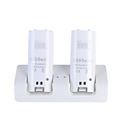 Rechargeable Dual USB Charging Dock/Stand/Station with Two Rechargeable Batteries (2800mAh) for Wii
