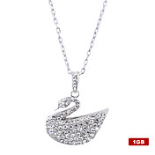 1GB Crystal Swan Shaped USB Flash Drive Necklace (Silver)