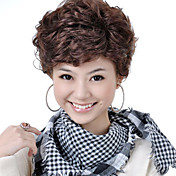 Capless Short High Quality Synthetic Nature Look  Brown Curly Hair Wig