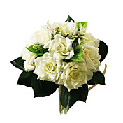 Beautiful Silk Rose With Chiffon Decoration Round Wedding Bouquet/ Bridal Bouquet