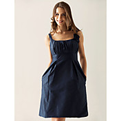Sheath/Column Scoop Knee-length Taffeta Bridesmaid Dress