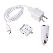 4-in-1 Mini AC/Car Charger for iPhone 3G/3GS/4 BlackBerry HTC
