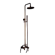 Antique Brass Tub Shower Faucet with 8 inch Shower Head + Hand Shower