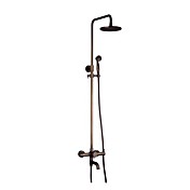 Antique Brass Tub Shower Faucet with 8 inch Shower Head + Hand Shower