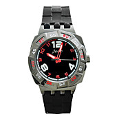 j-tre giapponesi-quarzo movemen'st tondo caso orologio sportivo (rosso)