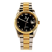 elegante tono dorado reloj de pulsera mecánico de cristal con la mano luminosa negro