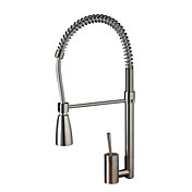 Solid Brass Spring Kitchen Faucet - Nickel Brushed Finish