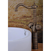 Antique Brass Finish Bathroom Sink Faucet (Tall)
