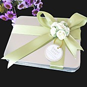 Square Favor Tin With Sage Bow (Set of 6)