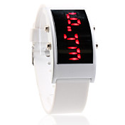 Orologio LED (rosso), quadrante rettangolare, cinturino bianco in silicone