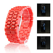 digital lava stil jern sport unisex blå LED ansigtsløs armbåndsur - rød