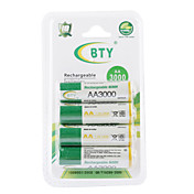 bty 3000mAh AA Ni-MH batería recargable (4-pack)