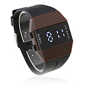 silicone banda sport stile unisex blu led orologio da polso - marrone