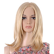 Lace Top Medium Length High Quality Synthetic Light Blonde Straight Hair Wig