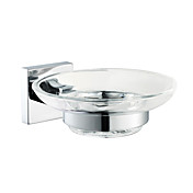 Clear Glass Soap Dish With Chrome Holder