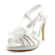 Satin Upper Stiletto Heel Sandals/ Pumps With Satin Flower Wedding Bridal Shoes