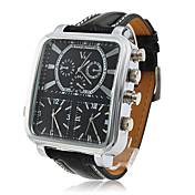 Orologio al quarzo, quadrante rettangolare, da uomo, cinturino in pelle nera