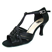 Satin Upper Latin Dance Shoes With Buckle Ballroom Practice Shoes for Women