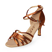 Satin Upper Latin Dance Shoes Ballroom Practice High Heel Shoes for Women
