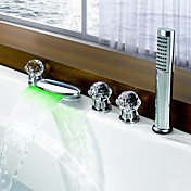 cambia colore portato cascata rubinetto vasca con doccetta (maniglie di vetro)