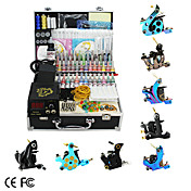 8 Guns Tattoo Kit with LCD Power and 55 Color Ink + Free 60ml Black Ink