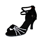 salón de baile latino zapatos de raso de cristal superior con zapatos de salón de baile de la práctica para las mujeres