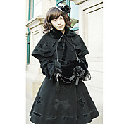 de manga larga negro patrón de arco flanel gothic lolita abrigo