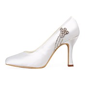 Satin Upper Stiletto Heel Pumps With Rhinestone Wedding Shoes More Colors