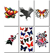 6 piezas de halcón y la mariposa del tatuaje temporal mixta