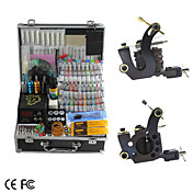 2 Cast Iron Tattoo Gun Kit with LCD Power Supply and 40 Ink
