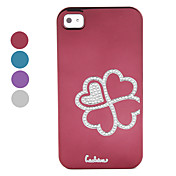proteção electroplated diamante trevo de quatro folhas caso de volta de design para iphone 4 / 4s