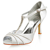 Top Quality Satin Upper High Heel Peep-toes With Rhinestone Fashion Shoes