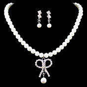 strass / perle d'imitation bijoux de mariée set - 17 pouces collier avec boucles d'oreilles