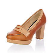 Leatherette Two Tone Platform Chunky Heel Shoes (More Colors)