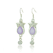 Silver Vase Design Earrings With Pastel Gem