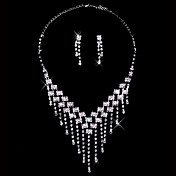 Rhinestone Cascade Necklace And Earring Set