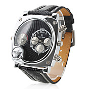 Herren-Doppel-Analog-pu movemenet Quarz-Armbanduhr (schwarz)