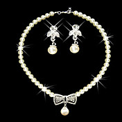 Shining Rhinestone Bow Necklace And Earring Set
