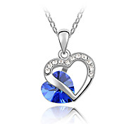 45-cm Double Heart Austrian Crystal Necklace