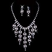 Silver Rhinestone Tassels Necklace And Earring Set