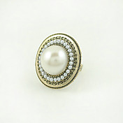 Medallion Ring With Imitation Pearl Center