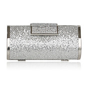 cetim prata com cristal / strass saco de noite / embreagem