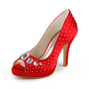 Satin Stiletto Pumps With Rhinestones For Wedding (More Colors)