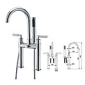 Contemporary Two Handle Floor Standing Tub Faucet with Hand Shower - Chrome Finish