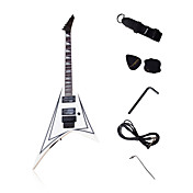 V-Form Heavy Metal E-Gitarre mit Zubehör in weiß / schwarz