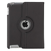 360 graden draaibaar PU lederen tas met standaard voor de nieuwe iPad en iPad 2 (zwart)