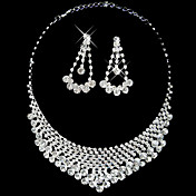 Silver Rhinestone Two Piece Gorgeous Graduated Design Ladies' Wedding Jewelry Set(45 cm)