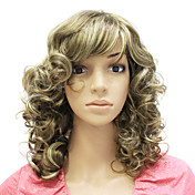 sem tampa médio peruca de cabelo encaracolado longo sintético