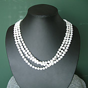 Super Long White Fresh Water Pearl Necklace/ Free Style